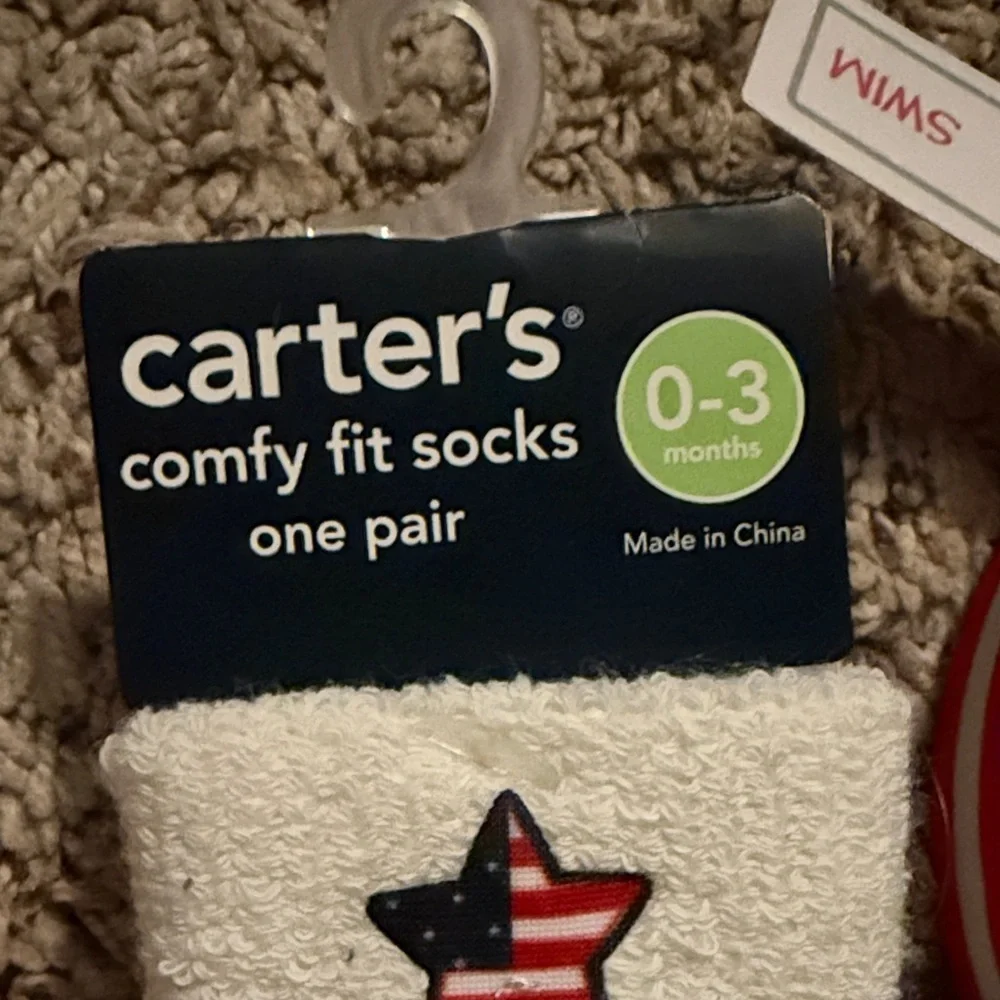 Koala Kids Swim adorable bow flip flops & Carter's Star-Embroidered White Socks